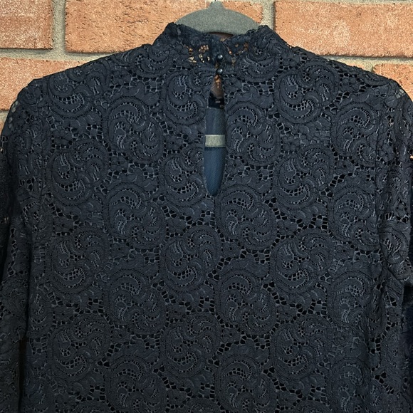Zara navy blue lace shift dress size small - Picture 4 of 15